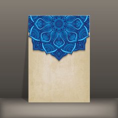 grunge paper card with blue floral circular pattern