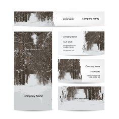 Business cards design winter forest