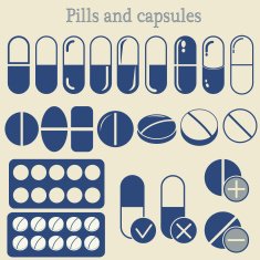 capsules and pill icon set