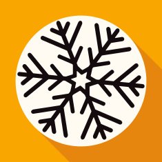 Christmas snowflake on white circle with a long shadow