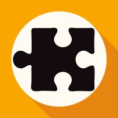 puzzle on white circle with a long shadow