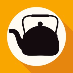 Icon Tea maker on white circle with a long shadow