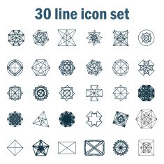 Set of thirty angular abstract vector icons