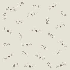 Cat and fish simple doodle seamless background N2