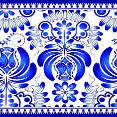 Seamless floral texture on a light background Flowers Gzhel