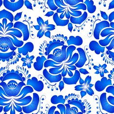 Bright floral seamless background Flowers Gzhel Vector