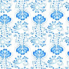 Ornament of blue flowers on a white background Gzhel Seamless