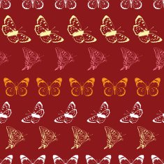 Vector Butterfly Lineart Stripes Seamless Pattern