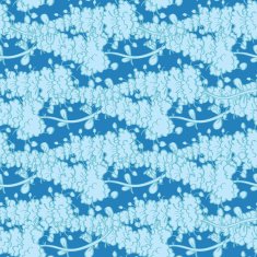 Vector Blue Abstract Floral Waves Seamless Pattern