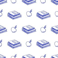 Book sketch seamless vector pattern Background School N2
