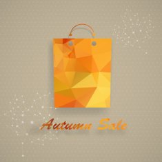 Autumn sale shopping bag in low-poly triangular style