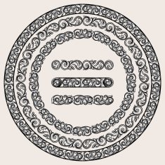 Decorative ornate design elements and three brushes for illustrator N2
