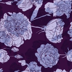 Seamless pattern with flowers contours and shadows