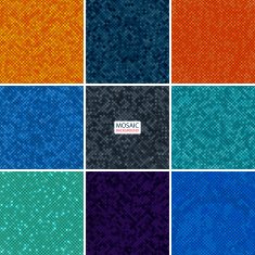 set abstract mosaic background of pixel pattern color squares