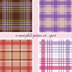 4 sweet plaid pattern set vector