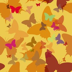 Butterfly seamless pattern on yellow background