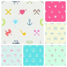Vector set of hipster style seamless background