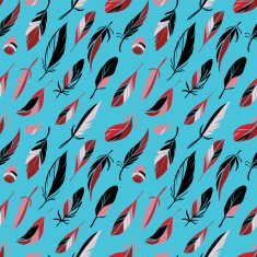 Hand drawn feathers seamless background