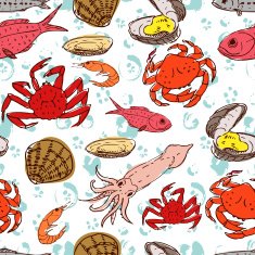 Seafood seamless background