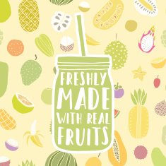 Freshly made with real fruits Hand drawn jar and fruit N2