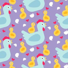Hen and lovely chickens seamless pattern N2