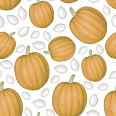 White pumpkins seeds and pattern seamless