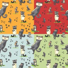 Seamless patterns set with funny cats