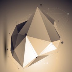 Spatial technological shape polygonal asymmetric wireframe