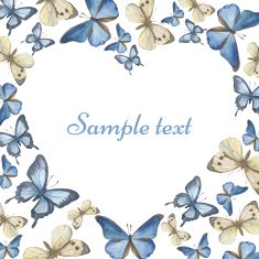 Heart from watercolor butterflies Vector