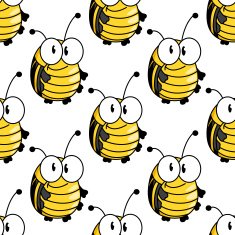 Yellow cartoon striped bugs seamless pattern