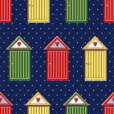 Winter background with colorful doors hearts windows