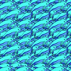Seamless texture with dolphins Vector seamless pattern