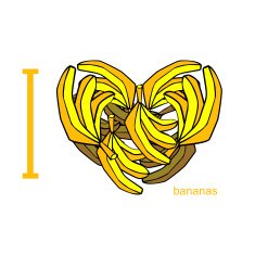 I love bananas Symbol of heart