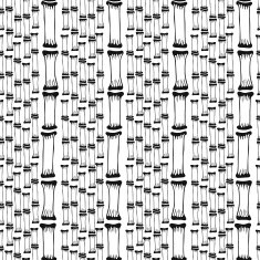 Seamless pattern with black silhouettes bamboo tree on white background
