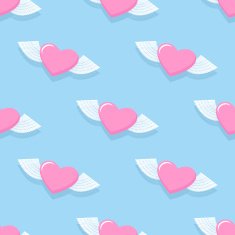 Winged heart seamless pattern Background for Valentine's day