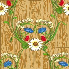 Heart-shaped flowers seamless pattern