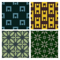 4 Retro different vector seamless patterns N2
