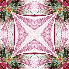 Symmetrical flower pattern in stained-glass window style N2