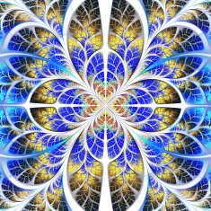 Symmetrical fractal pattern Collection - tree foliage Blue and