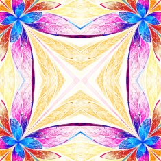 Symmetrical flower pattern in stained-glass window style N5