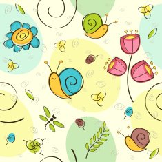 seamless pattern flowers insects