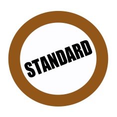 STANDARD black stamp text on white