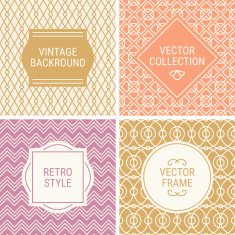 Set of vintage frames on mono line seamless background N5