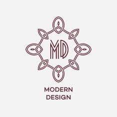 Vector geometric frame in mono line style Monogram design element N2