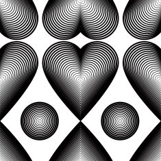 Graphic symmetric backdrop decorated with love hearts