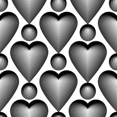 Art continuous geometric background with graphic lines and love hearts