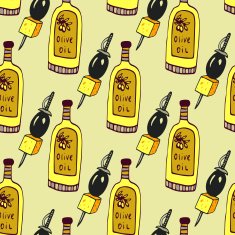 Seamless vector pattern with hand-drawn traditional italian food
