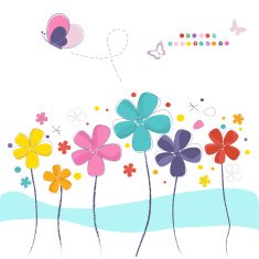 Colorful cute flowers greeting card vector N4