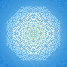 White circle ornament on blue backdrop N4