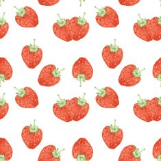 Watercolor strawberry in vintage style